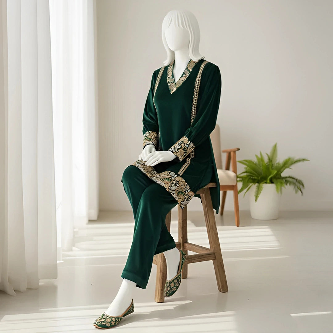 Sea Green-Luxury Velvet Winter Co-Ord Set