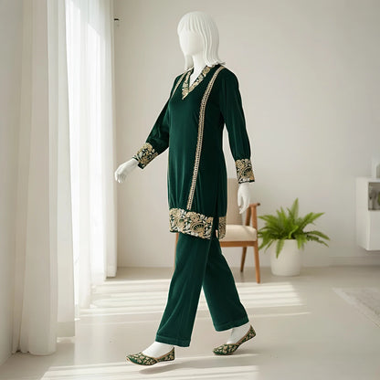 Sea Green-Luxury Velvet Winter Co-Ord Set