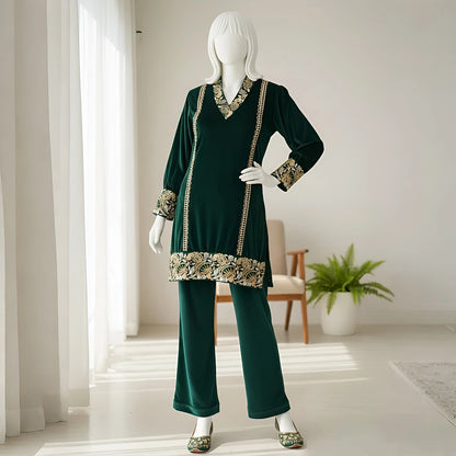 Sea Green-Luxury Velvet Winter Co-Ord Set