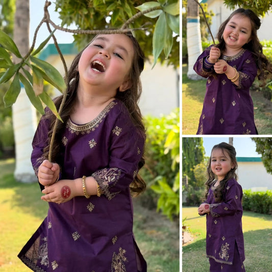 Haniya - Floral Embroidered Kids Suit