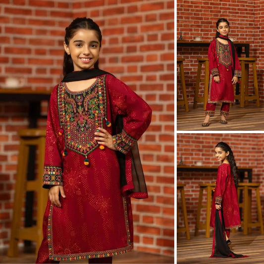Kiyana - Embroidered Kids’ Cotton Suit Set