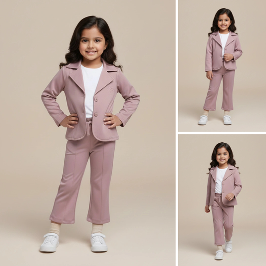 Pink Premium Kids Girls Blazer Set