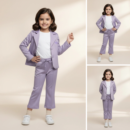 Purple Premium Kids Girls Blazer Set