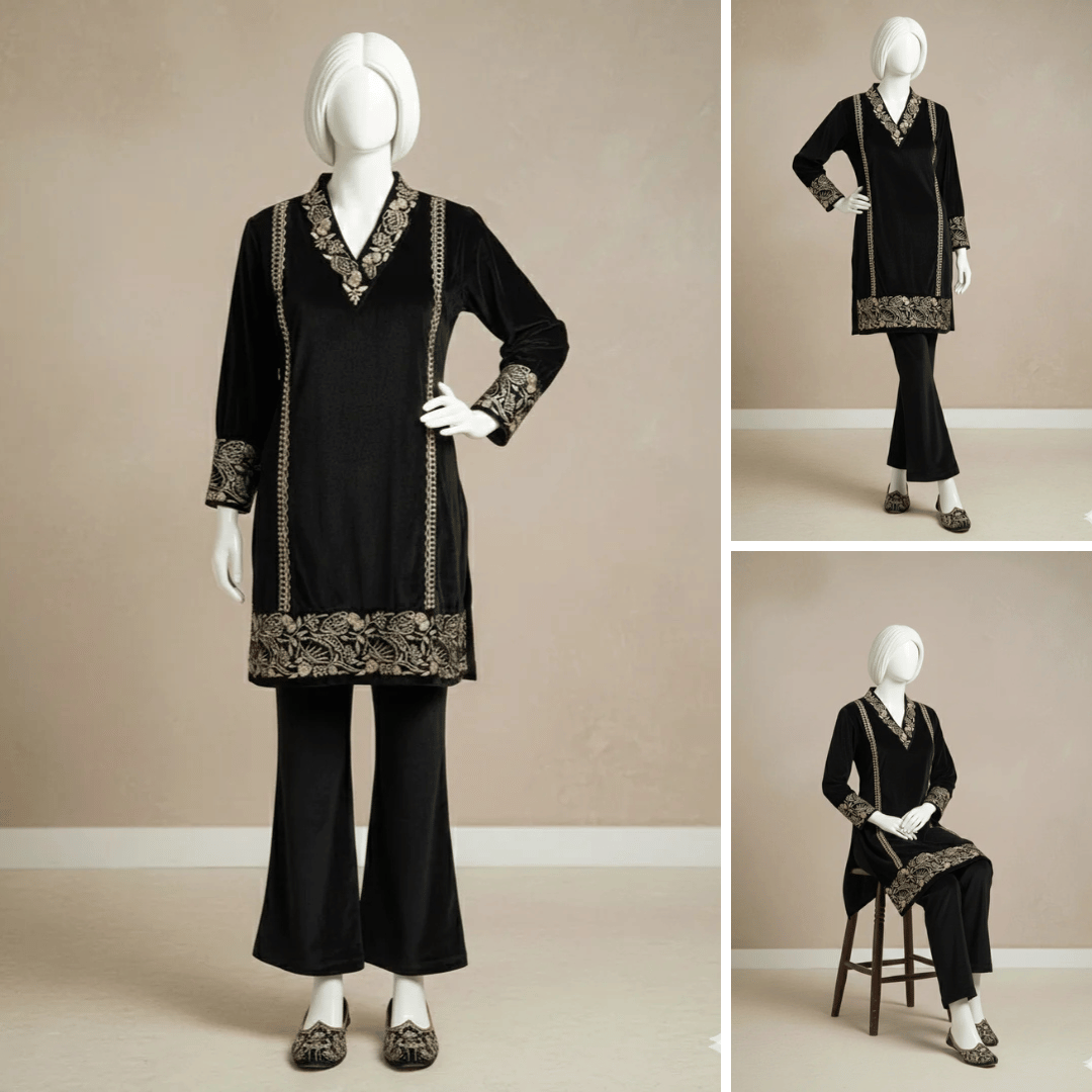Black – Luxury Velvet Winter Co-Ord Set