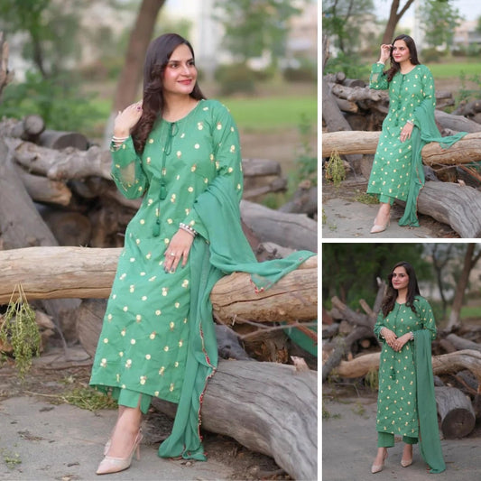 Tarulata – Floral Embroidery Cotton Suit Set